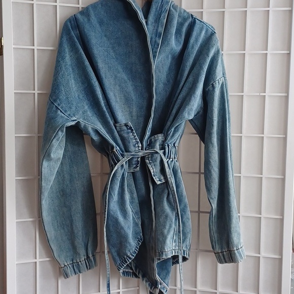 Denim Casual Parka Jacket With Hoodie - Picture 14 of 14